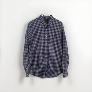 Ralph Lauren Men's Blue Plaid Long Sleeve Button Down Shirt - Large